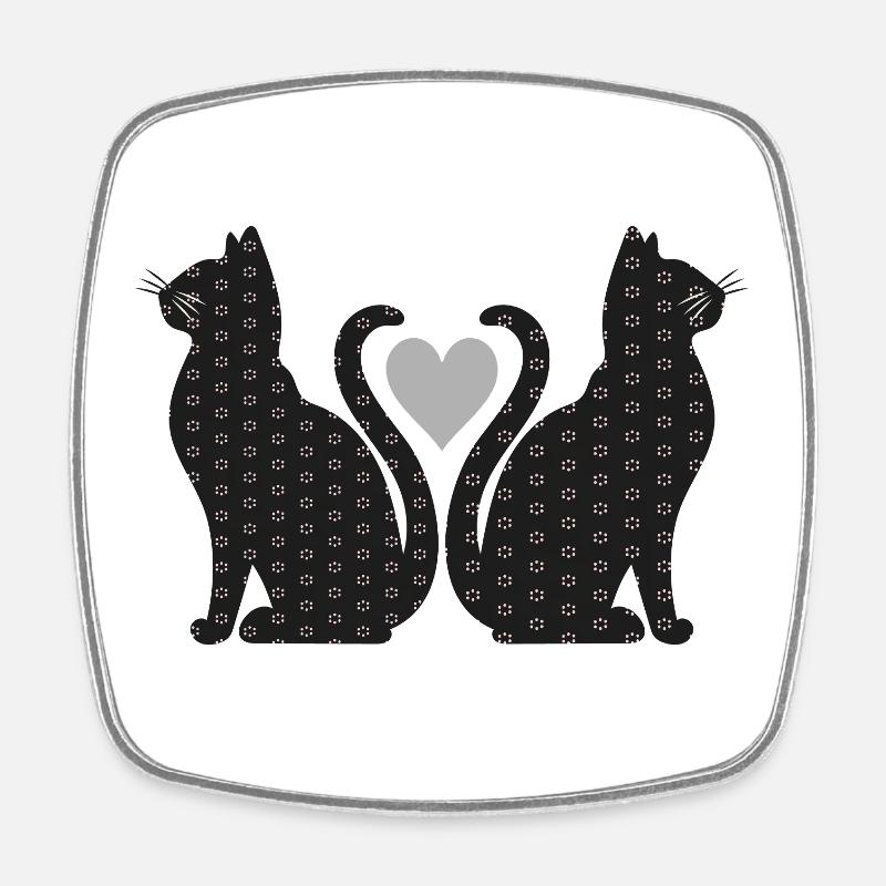 Paire de chats - Magnet carré - blanc