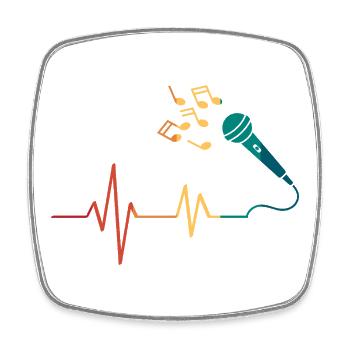 Heartbeat-Mikrofon - Viereckiger Kühlschrankmagnet - Weiß - Vorne