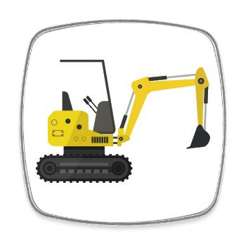 Bagger - Viereckiger Kühlschrankmagnet - Weiß - Vorne
