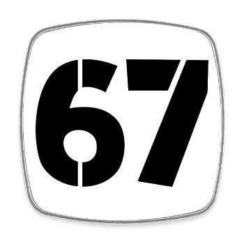 Fun 67 Zahl 6-7 6 7 Sechs Sieben - Viereckiger Kühlschrankmagnet - Weiß - Vorne