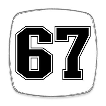 Fun 67 Zahl 6-7 6 7 Sechs Sieben - Viereckiger Kühlschrankmagnet - Weiß - Vorne