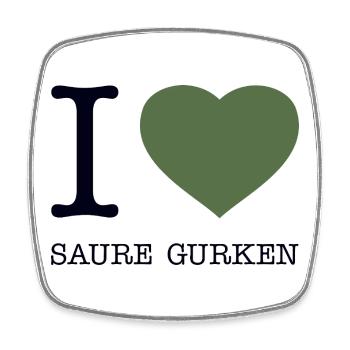 I love Saure Gurken - Viereckiger Kühlschrankmagnet - Weiß - Vorne