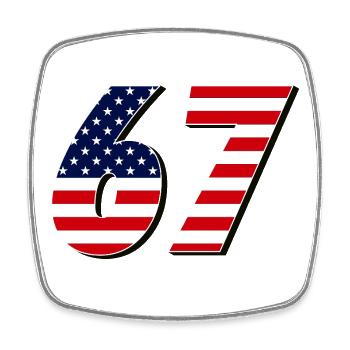Sixty-seven, 67, 6, 7 - Square fridge magnet - white - Front