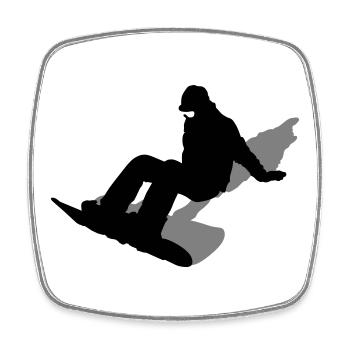 Planche à neige - Magnet carré - blanc - Devant