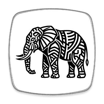 Éléphant majestueux – Design animalier et naturel - Magnet carré - blanc - Devant