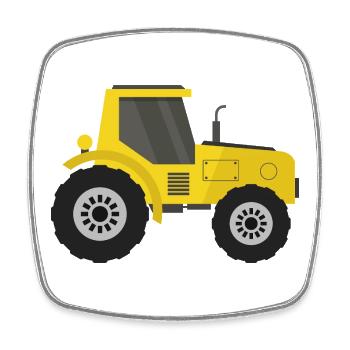 tractor - Square fridge magnet - white - Front
