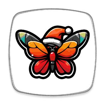 Schmetterling Weihnachten - Viereckiger Kühlschrankmagnet - Weiß - Vorne