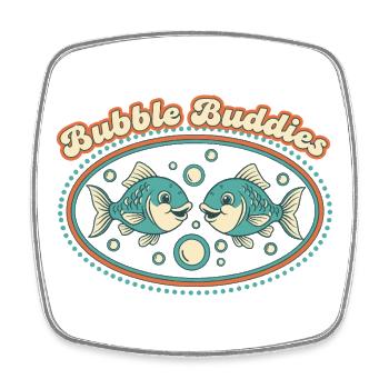 Bubble Buddies - Viereckiger Kühlschrankmagnet - Weiß - Vorne