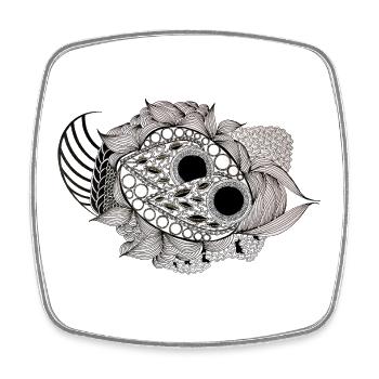 Black and White Mandala Fish Pattern - Square fridge magnet - white - Front