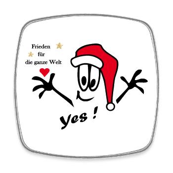 Weihnachtsmann mit Herz - Viereckiger Kühlschrankmagnet - Weiß - Vorne