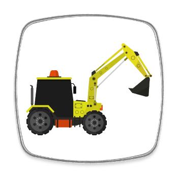 Bagger - Viereckiger Kühlschrankmagnet - Weiß - Vorne