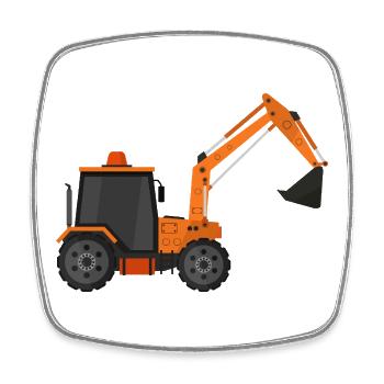 Excavator - Square fridge magnet - white - Front