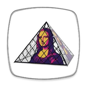 Mona Lisa (La Joconde) in Glass Pyramid - Square fridge magnet - white - Front