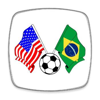 Football Brésil vs États-Unis - Magnet carré - blanc - Devant