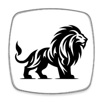 Lion tribal à la crinière - Magnet carré - blanc - Devant