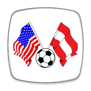 Fußball Austria gegen USA - Viereckiger Kühlschrankmagnet - Weiß - Vorne
