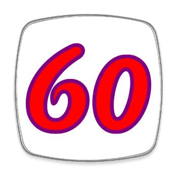 60. 60 JAHRE. 60-JÄHRIGES JUBILÄUM. 60. GEBURTSTAG. - Viereckiger Kühlschrankmagnet - Weiß - Vorne
