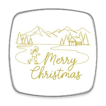 Merry Christmas Winter Landscape Christmas - Square fridge magnet - white - Front