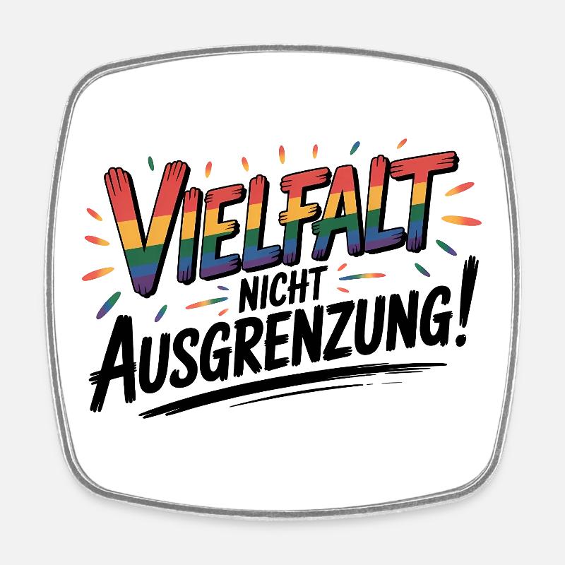 Vielfalt statt Ausgrenzung - Cool Pride Logo - Viereckiger Kühlschrankmagnet - Weiß