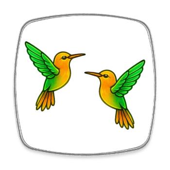 Double Hummingbird Play of Colors - Square fridge magnet - white - Front