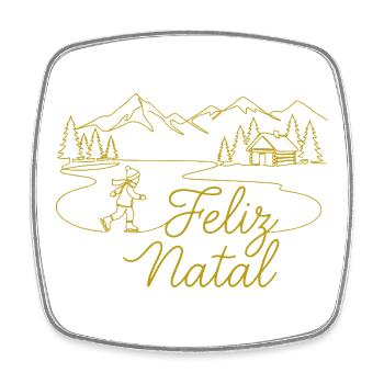 Paysage hivernal de Noël de Feliz Natal - Magnet carré - blanc - Devant