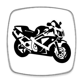 motocyclette - Magnet carré - blanc - Devant