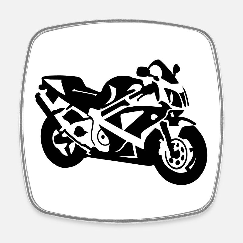 Motorrad - Viereckiger Kühlschrankmagnet - Weiß