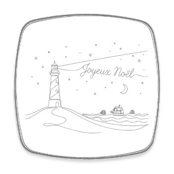 Joveux Noel Weihnachten Leuchtturm Strand - Viereckiger Kühlschrankmagnet - Weiß - Vorne