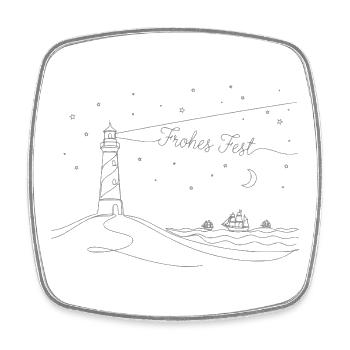 Frohes Fest, Weihnachten Leuchtturm, Meer & Strand - Viereckiger Kühlschrankmagnet - Weiß - Vorne