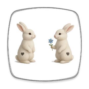 Cœur fleuri d’amitié de lapin - Magnet carré - blanc - Devant