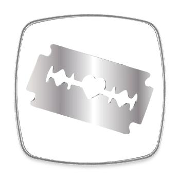 Rasierklingen-Illustration mit Herzmotiv - Viereckiger Kühlschrankmagnet - Weiß - Vorne