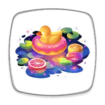 Fruchtiger Donut-Enten-Trip - Viereckiger Kühlschrankmagnet - Weiß - Vorne