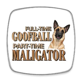 Belgischer Malinois – Tollpatsch Maligator - Viereckiger Kühlschrankmagnet - Weiß - Vorne