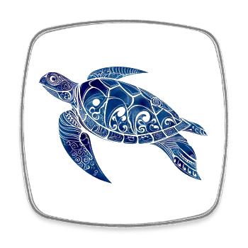 Tribal Schildkröte Blau – Ozean Design - Viereckiger Kühlschrankmagnet - Weiß - Vorne