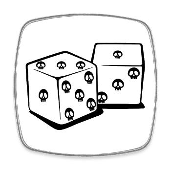 Playing with dice (black) - Square fridge magnet - white - Front