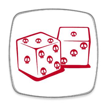 Playing with dice (red) - Square fridge magnet - white - Front