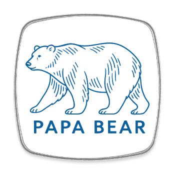 Papa Ours - Magnet carré - blanc - Devant