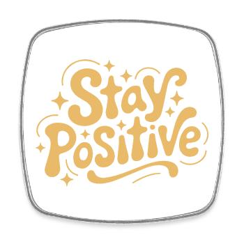 Stay Positive Retro Doodle - Square fridge magnet - white - Front