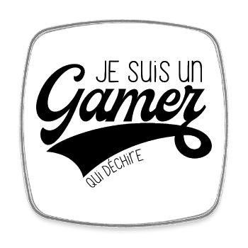 Ein Gamer, der rockt – Gamer-Geschenkidee - Viereckiger Kühlschrankmagnet - Weiß - Vorne