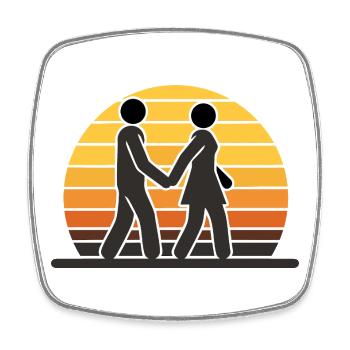 Couple at sunset - Square fridge magnet - white - Front