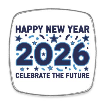 Happy New Year 2026 Celebrate Future - Square fridge magnet - white - Front