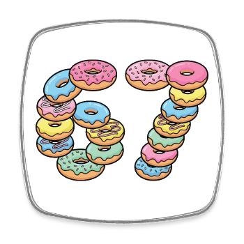 Pastel Donut Stack 67 Muster - Viereckiger Kühlschrankmagnet - Weiß - Vorne