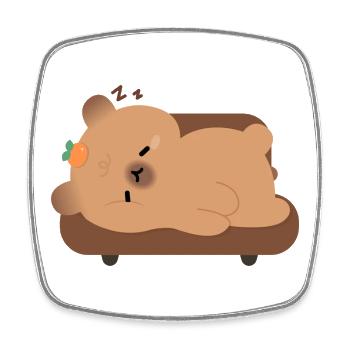 Schläfrige Müde Capybara - Viereckiger Kühlschrankmagnet - Weiß - Vorne
