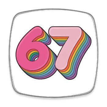 67 - Funny Six Seven T-Shirt - Viereckiger Kühlschrankmagnet - Weiß - Vorne