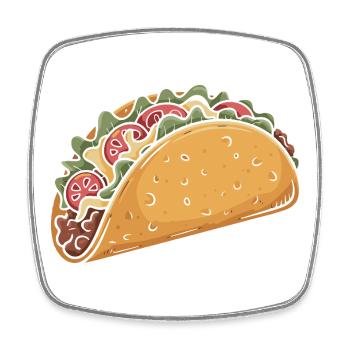Cartoon Taco Fiesta - Square fridge magnet - white - Front