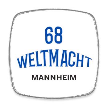 68 Weltmacht Mannheim - Viereckiger Kühlschrankmagnet - Weiß - Vorne