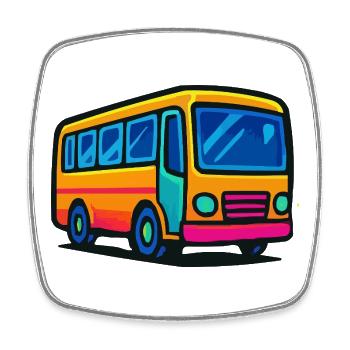  Comic-Bus Illustration - Viereckiger Kühlschrankmagnet - Weiß - Vorne