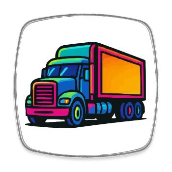 Truck Comic - Viereckiger Kühlschrankmagnet - Weiß - Vorne