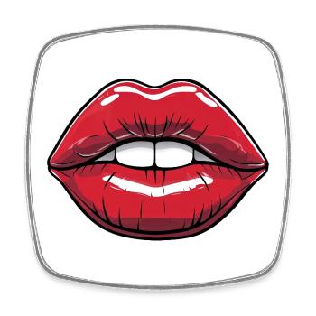 Kussmund Comic-Style Lippe Rot - Viereckiger Kühlschrankmagnet - Weiß - Vorne