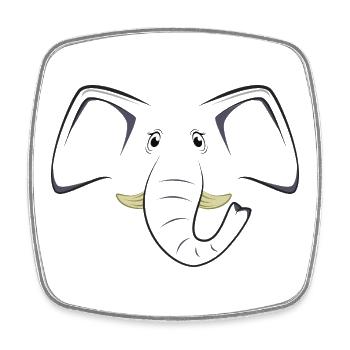 Lazy Elephant Face DIY-Kostüm für Kinder und Erwachsene - Viereckiger Kühlschrankmagnet - Weiß - Vorne
